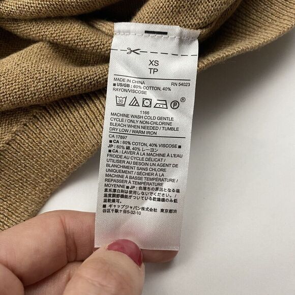 Banana Republic Factory Brown White Polka Dot Crew Neck Sweater Cotton Rayon XS - Picture 7 of 9